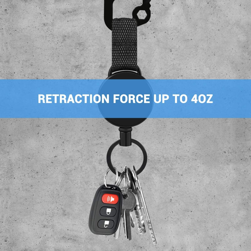 MAGITATI 2 Pack Retractable Key Chain Heavy Duty Badge Holder Reel with Multitool Carabiner Belt Clip and Key Ring for Key Holder  Steel Wire Cord Up to 23.5 inch - Image 4